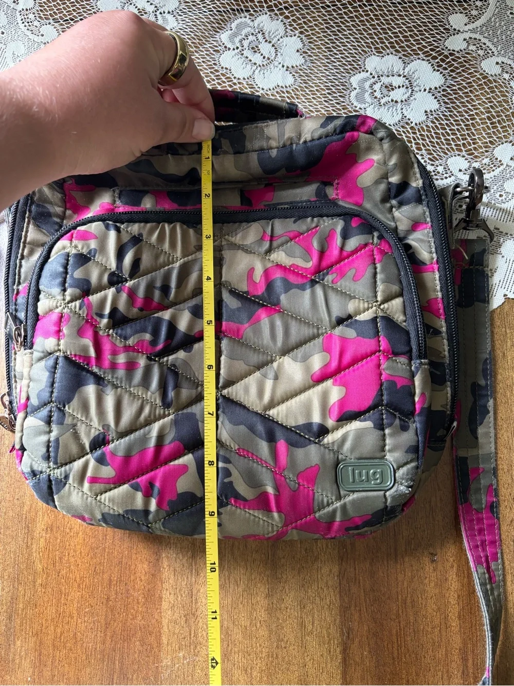 Pink and Khaki Camouflage Crossbody Lug Bag - Women